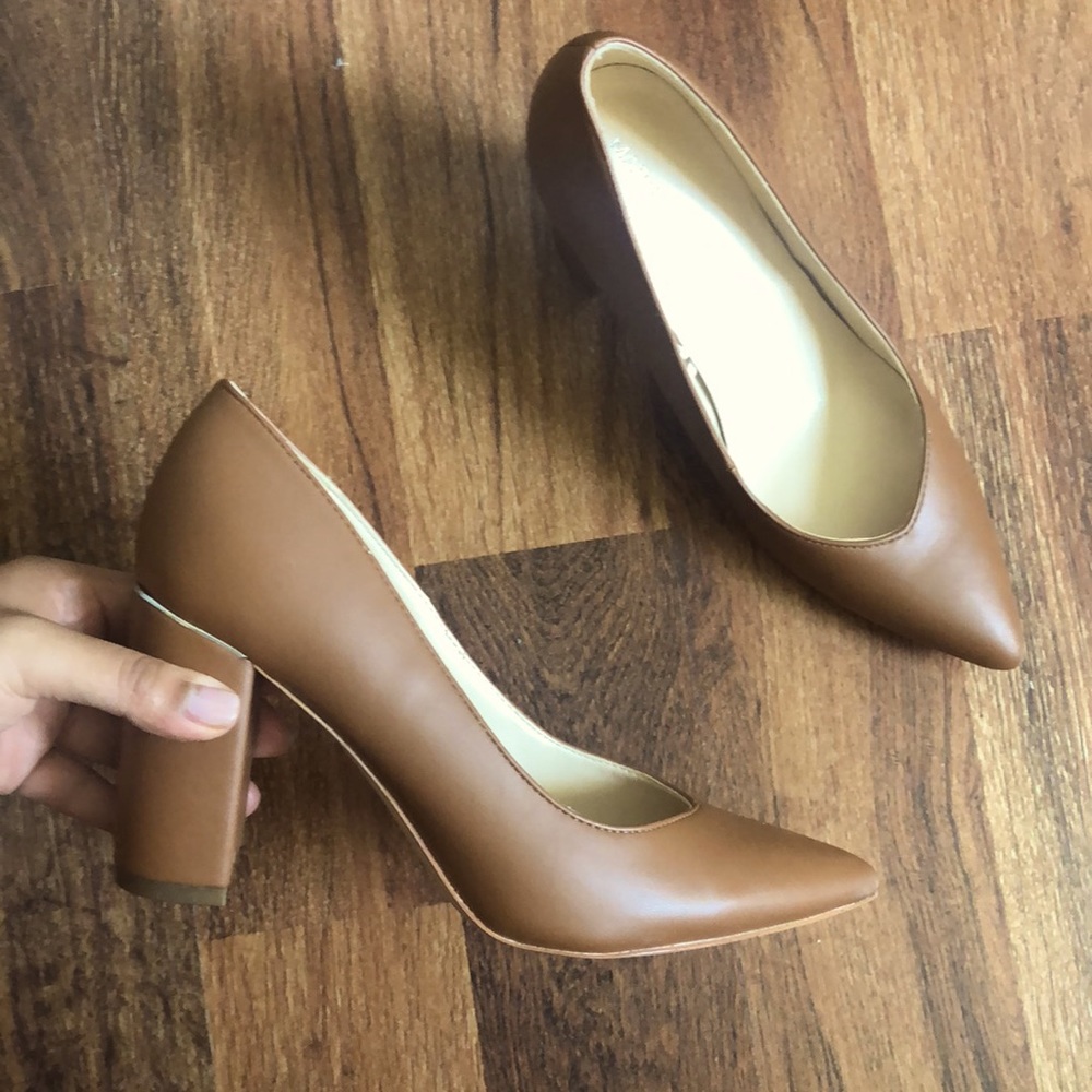 Marc Fisher Brown Pointy Block Heels